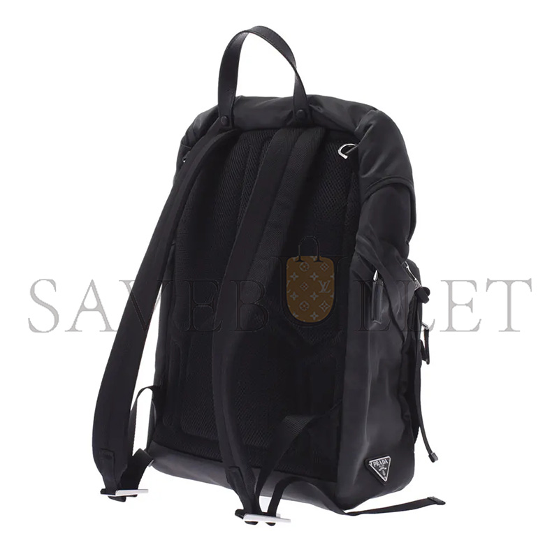 Pra*a gray silver hardware nylon rucksack daypack 2vg0135 (45*27*17cm)